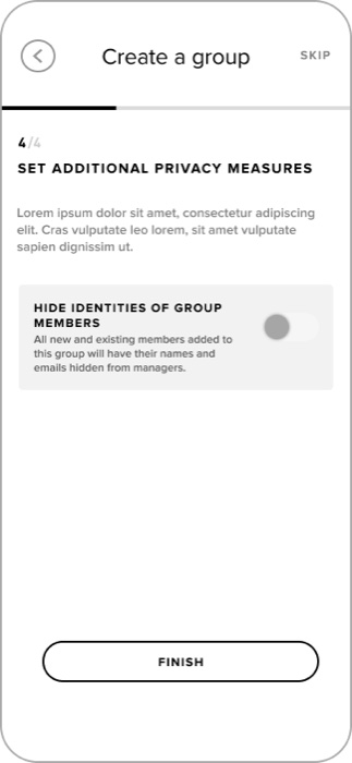Wireframe: create a group, step four